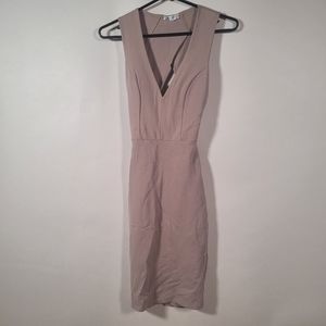 Blue Blush V-Neck Dress with Back Cut-Out in Taupe/Cream US S